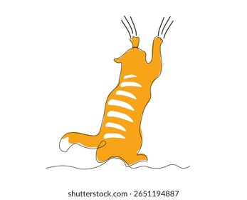 An abstract sharpens its claws standing up, continuous single one line art hand drawing sketch logo 