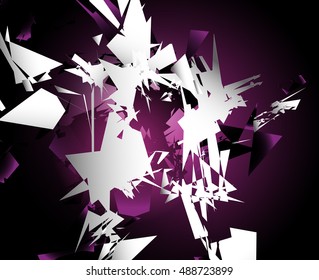 Abstract shattered digital art with random edgy shards. Digital art abstract illustration