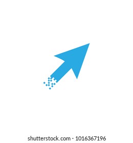 Abstract shattered pixels trail pointer logo design template vector