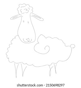 Abstract sheep. Continuous one line drawing. Creative modern abstract line drawing. Beauty fashion female figure. Vector minimalist design for wall art, print, postcard, poster.
