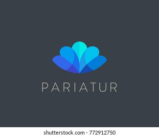 Abstract shell conch color logo design. Letter m marine seafood vector logotype.
