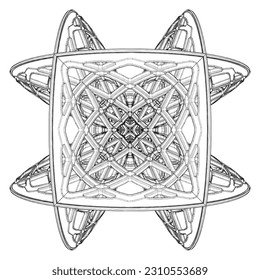 Abstract Shell Cross Construction Structure Vector 519. Illustration Isolated On White Background. A Vector Illustration Of Architectural Futuristic Construction.