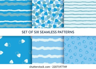 Abstract shell, wavy strip monochrome pattern set.
