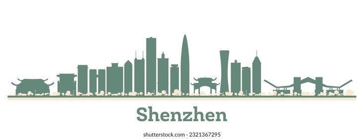 Abstract Shenzhen China City Skyline with Color Buildings. Vector Illustration. Business Travel and Tourism Concept with Modern Architecture.