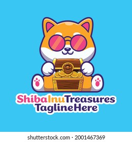 abstract Shiba Inu Treasures logo design template