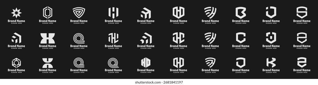 Diseño de logotipo de letras combinadas de escudo Abstractas. Diseño de logotipo abstracto geométrico. Ilustración vectorial