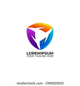 abstract shield frame shape gradient color for finance, business, technology, security company logo