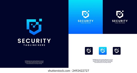 Abstract shield guard logo. security technology logo design inspiration.