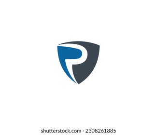 Abstract Shield With Initial Letter P Logo Design Inspiration. Protection With Letter P Icon Vector Concept Template.