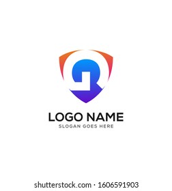 Abstract shield letter logo design template.