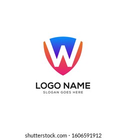 Abstract shield letter logo design template.