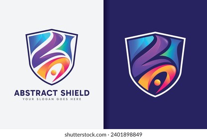 Abstract Shield Logo Design with Colorful Gradient Shape Insert the Shield Vector Illustration.