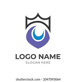 abstract shield logo design with flat colorful style