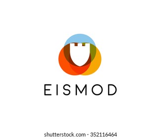 Abstract shield logo design. Protection creative symbol. Universal vector icon. Guard home sign.