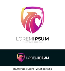 Abstract shield logo with eagle design combination, security design