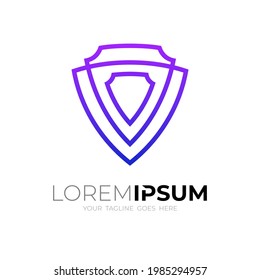 Logo del escudo abstracto con plantilla de diseño de línea, estilo sencillo