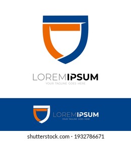 Abstract shield logo with line simple design, flat style logos