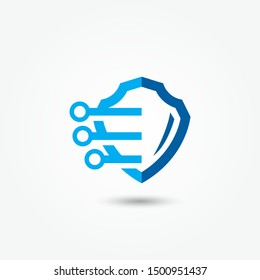 Abstract shield logo. Modern shield logo template. Security logo vector. Secure protection abstract logo. Cyber security. Vector Illustrator