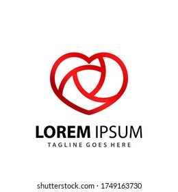 Abstract Shield Love Logo Design Stock Template Vector Premium