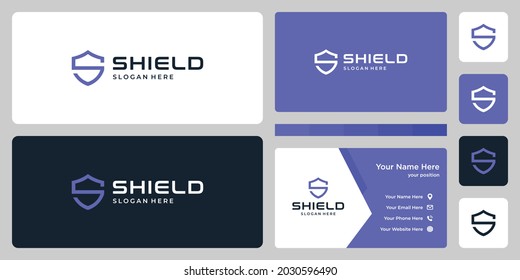 Abstract shield mark. letter s logo and design template business card.