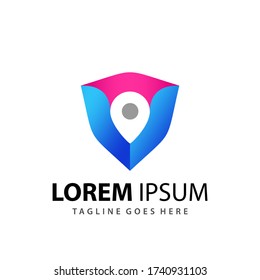 Abstract Shield Pin Mark Company Logo Design Template Premium Vector