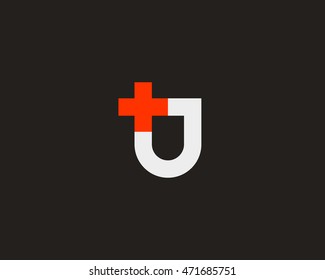 Abstract shield plus vector logo design. Additional protection, insurance creative idea symbol. Medical cross logotype