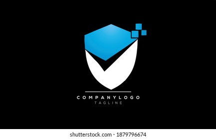 Logotipo de protección del escudo abstracto. Plantilla de diseño de logotipos de vectores planos