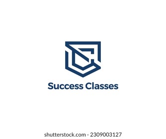 Resumen Forma de escudo Carta Modelo de diseño de logotipo SC