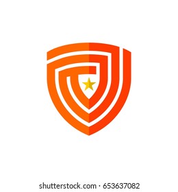 abstract shield with star logo icon vector element