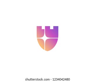 Abstract shield star logo. Protection security vector logotype