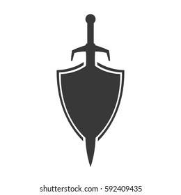 Abstract shield and sword silhouette. 