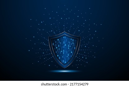 Abstract shield symbol. Cyber ​​data protection and privacy concept. modern security technology innovation concept background
