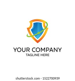 Abstract shield symbol is simple and colorful