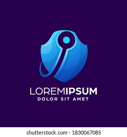 Abstract Shield Tech Logo Design Template