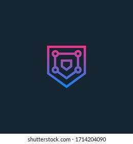 Abstract shield tech logo icon design template