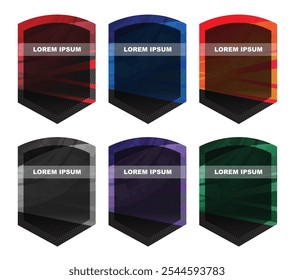 abstract shield techno frame border icon graphic design set