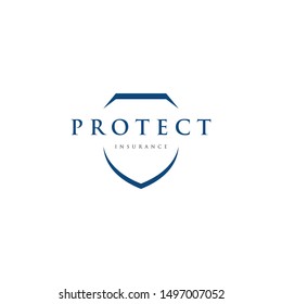 Abstract shield with text logo design for insurance company