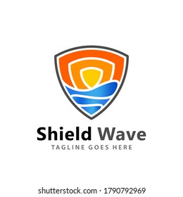 Abstract Shield Wave Company Logos Design Vector Illustration Template
