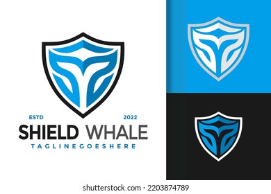 Abstract Shield Whale Logo Design, brand identity logos vector, modern logo, Logo Designs Vector Illustration Template