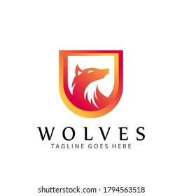 Abstract Shield Wolf Wild Company Modern Logos Design Vector Illustration Template