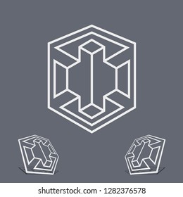 abstract shields, modern and sophisticated logo, symbols of network, industry and business strength and security. vector logo template. logotype, web logo, brand logo