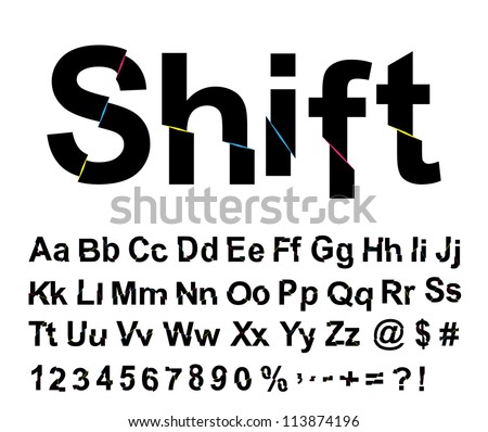 Abstract shift font. Vector illustration.