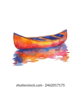 abstract shilouette of canoe vector illustration in watercolor style