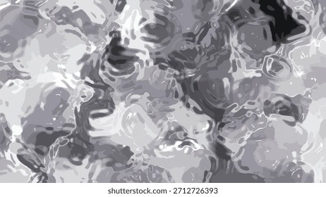 Abstract shimmering liquid surface with flowing reflections in grayscale background, Abstracts Plastic Water A, Stock royalty image.