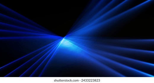 abstract shine blue laser lines on the dark background