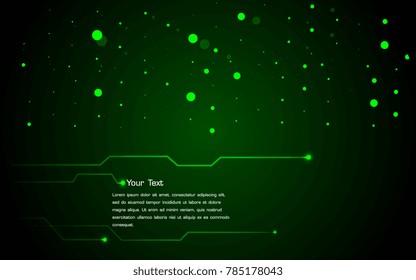 Abstract shine dots and light particle effect background. Dark and green color background, vector eps10