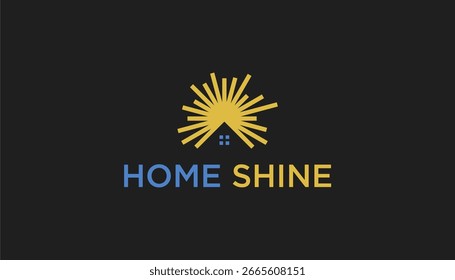 Abstract shine house logo template, home logo with shine sparkle light star - Vector