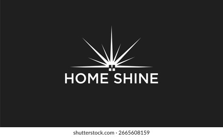 Plantilla Abstractas del logotipo de la casa del brillo, logotipo casero con la estrella de la luz de la chispa del brillo - Vector