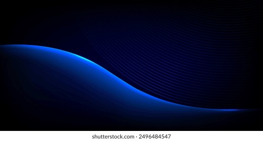 Las líneas de brillo abstractas forman ondas sobre el fondo azul.