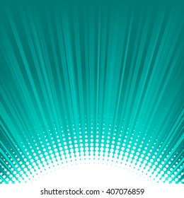 Abstract shine turquoise background with rays and dots